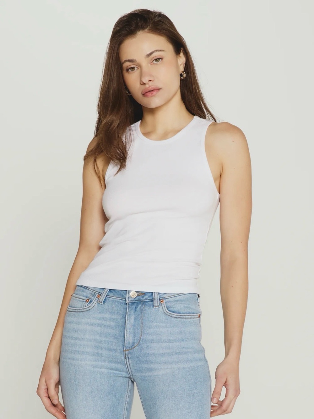 7 Diamonds Modal Ribbed Crew Tank in White